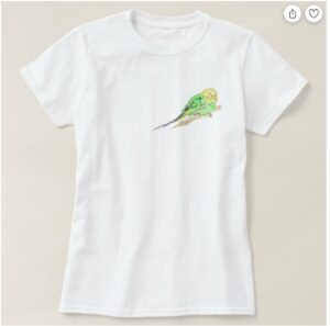 Green and yellow parakeet t-shirt